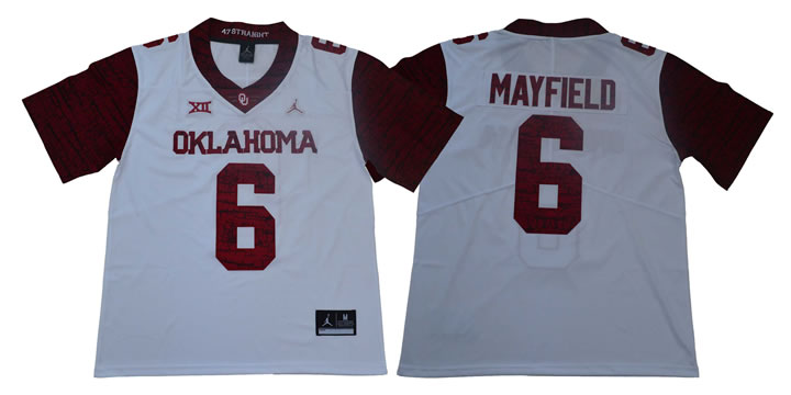Oklahoma Sooners 6 Baker Mayfield White 47 Game Winning Streak College Football Jersey,We sell and wholesale Oklahoma Sooners 6 Baker Mayfield White 47 Game Winning Streak College Football Jersey on line form chian!